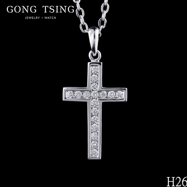 全新十字架鑽墜  18白K金 共0.24克拉 無附項鍊