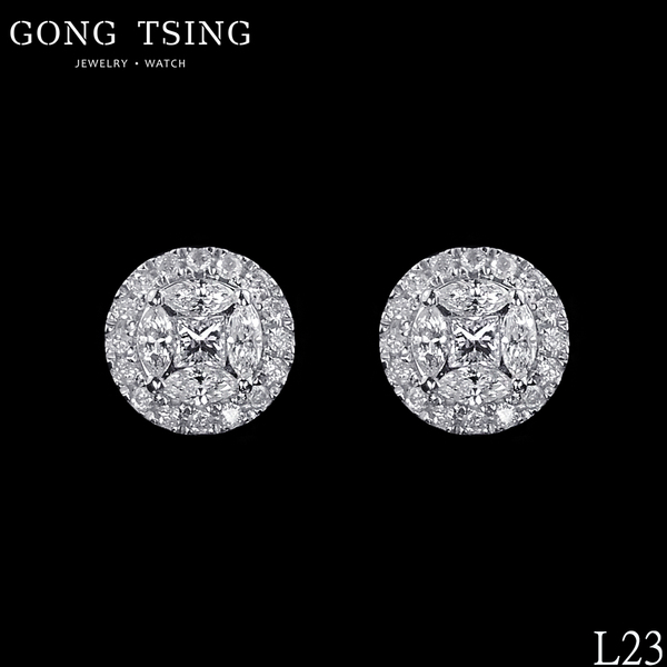 全新鑽石耳飾  18白K金 共0.54克拉 輕珠寶 視覺放大效果