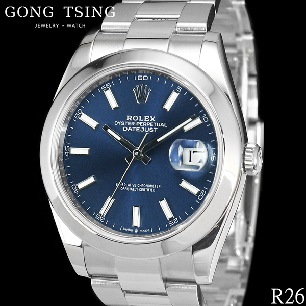 勞力士男錶     ROLEX 126300 藍色釘字面盤 41MM 三版帶 大阪帶 2021年綠卡