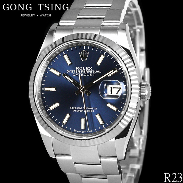 勞力士男錶     ROLEX 126234 藍色釘字面盤 大板帶  36MM 全新未使用品 2023年綠卡