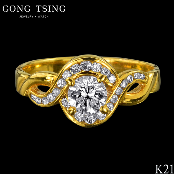 鑽石女戒指  黃K金鑽戒 0.60克拉