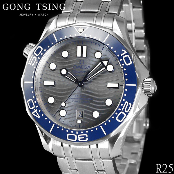 歐米茄男錶 OMEGA 海馬系列 21030422006001 灰面藍圈 300米 全新未使用品 2025年最新保卡