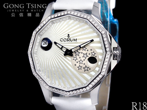 崑崙女錶 (CORUM) 海軍上將系列 原鑲72顆鑽石錶圈 珍珠母貝面盤 盒子 全新未使用品