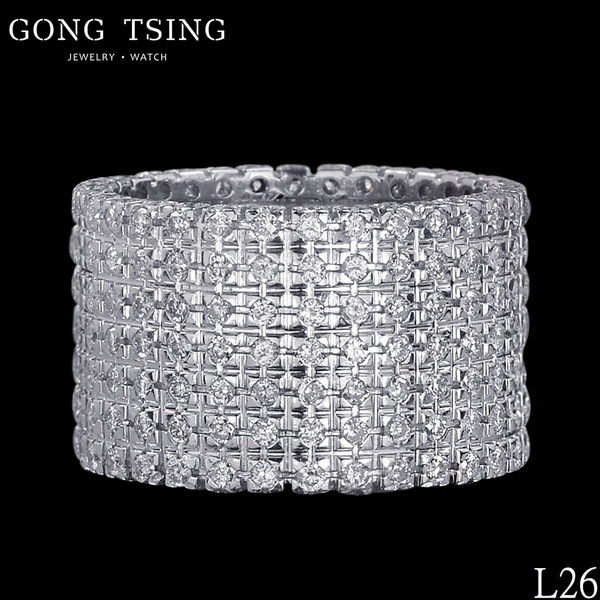 鑽石女戒指  白K金 共約2.88克拉 排鑽戒指 造型戒指