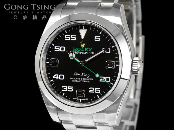 勞力士男錶     (ROLEX)116900 Air-King 空中霸王 膠膜齊全  綠針 黃色皇冠 盒子保卡 全新未使用品