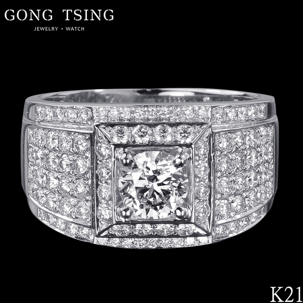 鑽石男戒指  白K金 0.95克拉 八心八箭