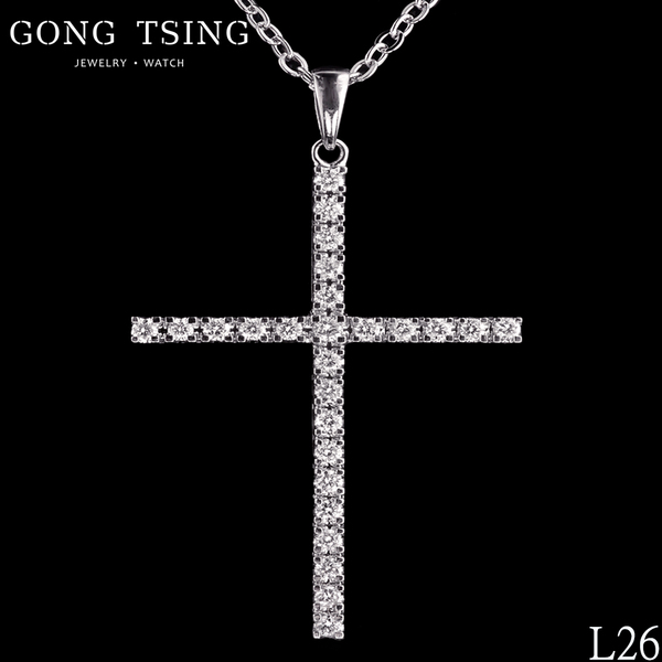 全新十字架鑽墜  18白K金 共0.50克拉 無附項鍊