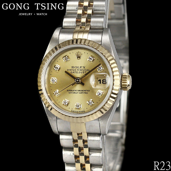 勞力士女錶     ROLEX 69173 原廠包台十鑽面盤 半金女錶 26MM 新款錶耳無洞 