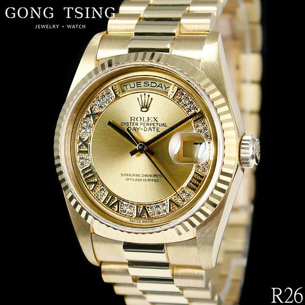 勞力士男錶     ROLEX 18238MR 多層鑽面盤 羅馬數字 36MM 單錶 裸錶