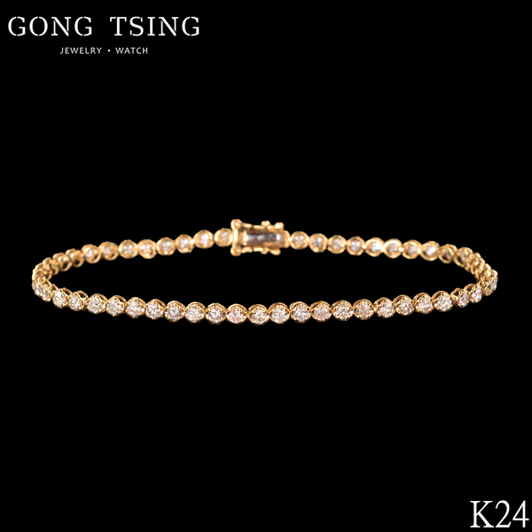 全新鑽石手鍊  18黃K金 共2.00克拉 排鑽手鍊 網球手鍊 2克拉