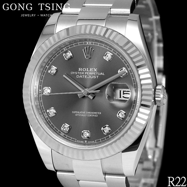 勞力士男錶    ROLEX 126334 灰色面盤 鑽石時標 原廠盒子 全新未使用品 2022年綠卡