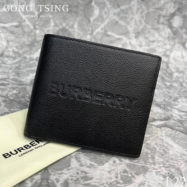 ※特價※ BURBERRY皮夾  經典品牌烙印LOGO 小牛皮 8卡 對開短夾 黑色