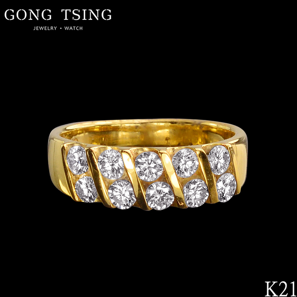 鑽石女戒指  黃K金